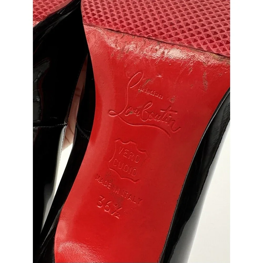 Christian Louboutin Black Patent Leather Pointed Toe Stiletto Heels Size EU 36.5